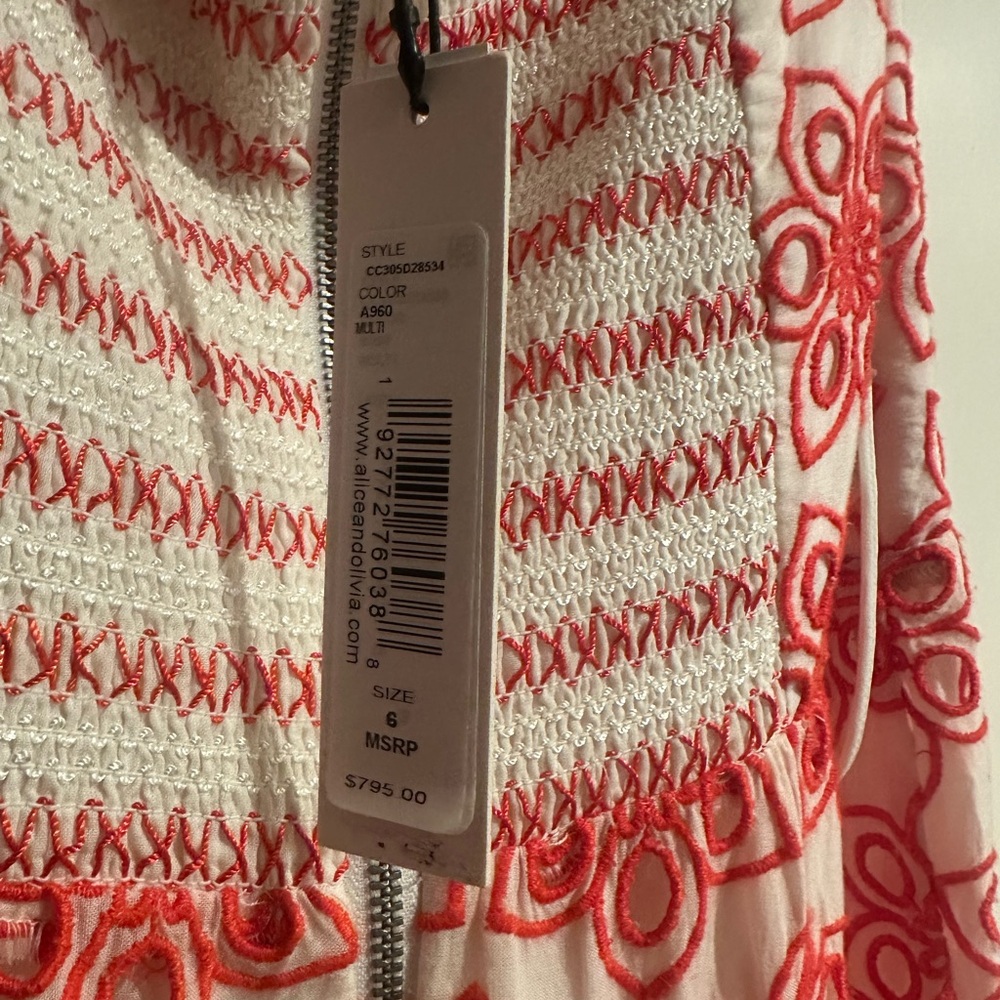 🔖 NWT $795 Alice + Olivia Tawney Eyelet Tiered Maxi Dress - Picture 9 of 12